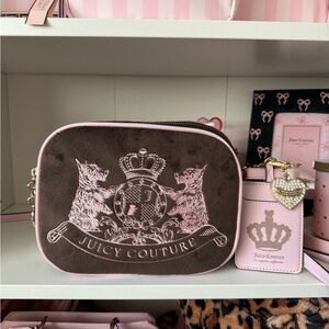 Juicy Couture Classic Scottie Dogs Brown and Pink Crossbody Bag
